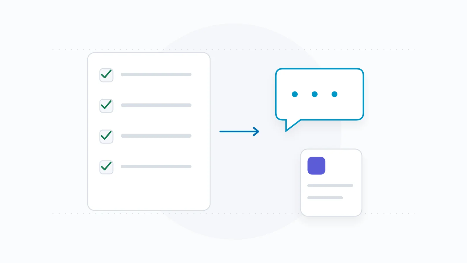 An acceptance checklist connected to a conversation and a separate evidence document.